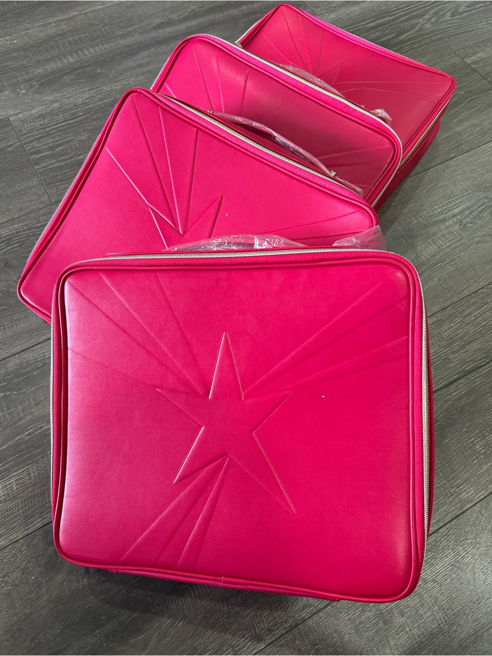 4/$20 Lancôme Hot Pink Star Embossed Cosmetic cases